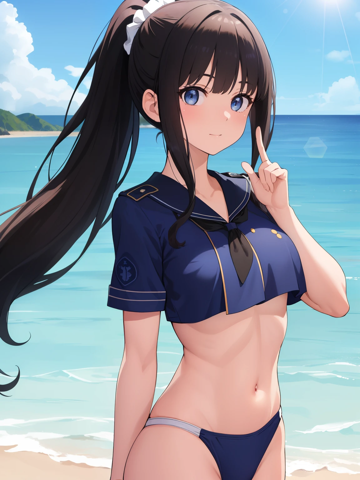 (( Fleet Collection、Kantai Collection、Yao、standing,multiple views、)),((Sailor suit、topless、breasts out,belly button、Bottomless))、woman,Full body photo, ((white background. White bed in a love hotel))) Best image quality, high quality, The background is clear，きれいなwoman, Japanese, detailed, detailed eyes, detailed skin, Beautiful Skin, 超High resolution, (reality: 1.4),とても美しいwoman, A  younger face, Beautiful Skin, thin, (Ultra-photorealism), (High resolution), (8k), (非常にdetailed) (Beautiful and detailed eyes), (非常にdetailed), (detailed face), Displaying the viewer, Fine details, detailed face, smile,Straight,Looking Ahead, StraightLooking Ahead, Photo Real, Baby Ftyle: ponytail、short hair,Brown Hair、smile,(((Sailor suit、topless、breasts out,belly button、No underwear、Bottomless)))(Gaunt, Skinny,)(((Gaunt, flat chest, ,)))(,))hair over one eye, from below,　(((Fleet Collection、Kantai Collection、Yao、standing,multiple views,))),drunk, laughing,