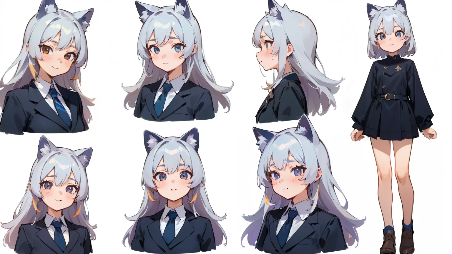 ((Masterpiece, Highest quality)), ((Tsurime)),Detailed face, character sheets, full bodyesbian, 1girls,shoun,Full of details, Multiple poses and expressions, Highly detailed, Depth, Many parts a graceful wild fox girl with silver hair, sparkling eyes, delicate skin, folha de personagem YouTuber Cabelo Rosa Mulher Raposa, Capuz Verde Sorriso, Corpo Inteiro, sexy