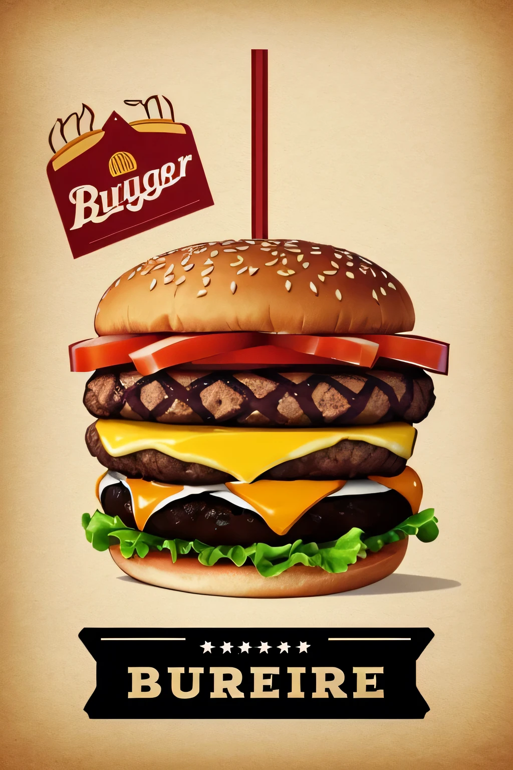 por favor, create an illustration that contains only the logo of our burger restaurant 'Vai de Lanches'. I would like the colors to be attractive and convey the feeling of hunger. Certifique-se de destacar a logo de forma atraente e apetitosa. I await your creation!"