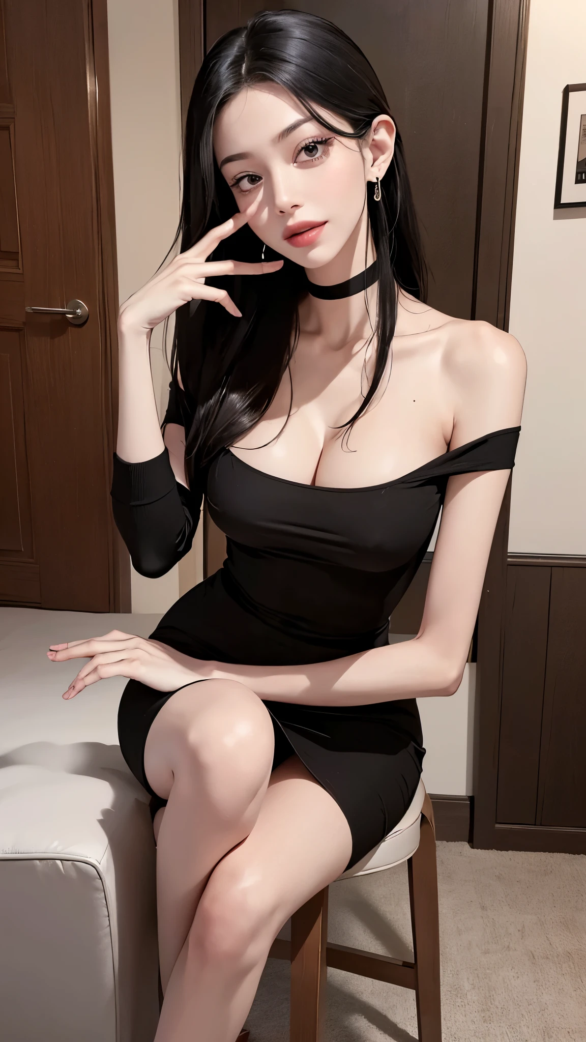 (high quality), (SFW), (vertical split screen:1.6), (various scean:1.5), (A mature prostitute girl enjoying with a smartphone chat app with a number of Korean adult guys : 1.6), (the girl has gorgeously dyed hair and pretty face makeup : 1.4), (she is wears a feminine dress and stockings and strappy high heels as she sits on her bed and chats with a number of man in online.), Her smartphone display shows a number of Korean adult man, who ask the woman to chat., Their chat language is English, the guy is waiting for her response, showed each popup window, chatting logs, Online Profiles and Photos, And the man is requesting a chat with her on the smartphone screen. He and she take turns sending messages on the chat app, her time is night,