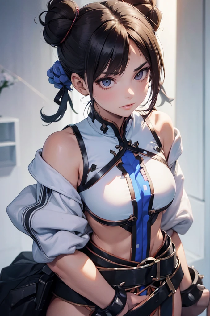 juri han,tem, gravata, luvas, body canelado, inexpressivo, Olhos vazios, olhando para o espectador, corruption, controle mental, combatente feminina, corpo todo, hipnotizado, transe infeliz, corpo todo, obedecer, Corpo feminino perfeito, hipnose, hipnoLora, olhos vazios, Dispositivo de controle mental, Poses, submisso_Pose, Escravo, standing straight, standing, standing at attention, postura de luta, extending the right arm from the shoulder into the air with the hand straight, (((pixel perfeito, detalhe perfeito))), Sozinho, 1 garota, enfeites de cabelo, Laplace, fita de cabelo, Cabelo longo, peito pequeno, olhos azuis, cabelo loiro, twintails, holding pistola, pistola, segurando arma