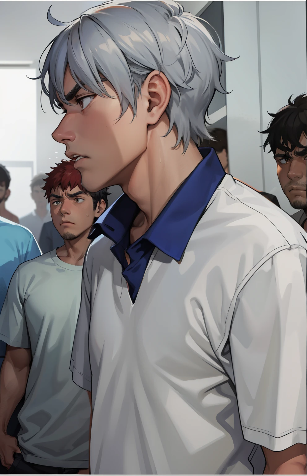 23-year-old gray-eyed man is upset angry and talking sadly with disappointment