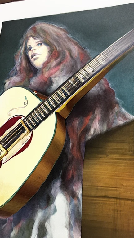 (masterpiece), (High resolution), (Very delicate), (masterpiece: 1.2, highest quality), ((Girl Playing Guitar)), Dark atmosphere, Flat Illustration, Creepy Appearance, A very large head of dreadlocks, Messy Hair、Angle from below、(Les Paul)、(Place one&#39;Put your foot on the speaker)、Wearing clogs、Looking at the camera
