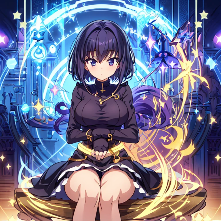 (( dakimakura, )), Powerful Magic、Young witch、mature、Sincere look、Powerful vibrations、Obedient、Incredible precision、High-end clothing、detailed fabric、Sitting on a chair in the lab, looking towards me、Courteous attitude、Correct etiquette、Very favorable、Wooden magic room、Magic Activation、A very beautiful magic circle、POV、(ultra detailed breast skin texture, ultra enormous gigantic breast expansion, ), (pov, cinematic lighting, hetero, in nanoha style, girls, spreading legs, cameltoe, skirt , detailed pointy breasts, detailed skin, ), 