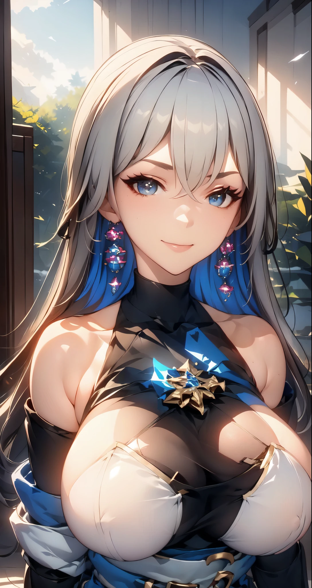 Bronya Peak, 1 Girl, Solitary, jewelry, earrings, Long hair, Gray hair, Bangs, Drilling hair, Bare shoulders, Gray eyes, thigh boots, High Leg Raise, Hair between the eyes, boots, Elbow gloves,sleeveless, Black gloves, Double Diamond, belt, leggings, White Dress, breast, bigbreast, Black footwear, Long sleeve, (masterpiece:1.2, best quality), (Delicate and beautiful eyes: 1.2), (Detailed background,Dark Fantasy), (Beautiful and delicate face), High contrast, (Optimal lighting, extremely delicate and beautiful), ((Movie Lighting)), rich and colorful, Ultra Detail, Dramatic lighting, Intricate details, (sharp face Hair between the eyes,Dynamic Angle), Black light swirling around the character, Depth of Field,Black light particles,(shattered glass),Magic Circle,