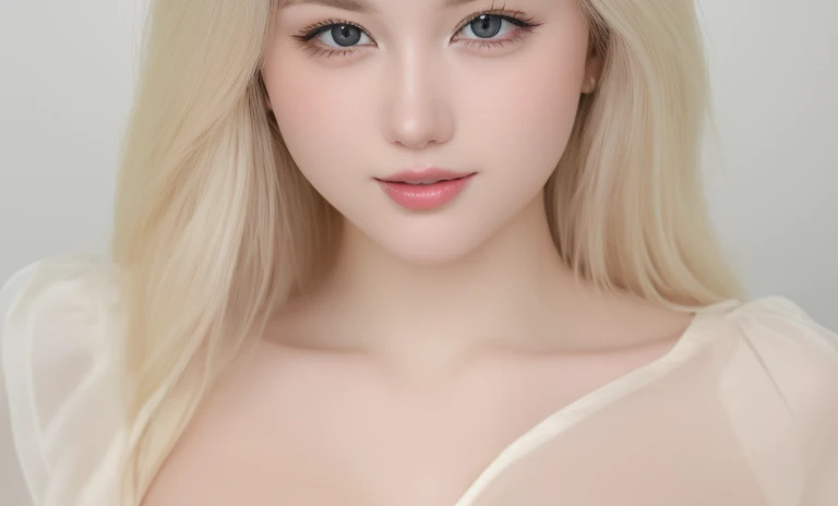 (realistic、masterpiece、Best Quality、8K、highres、white background, high resolution:1.3)、1 chubby girl:1.3)、(smile,show teeth), ((((very very gigantic sagging breasts:1.3))))、looking at viewers, black lace bikini、pale white skin、very blond hair ,very pale skin, extremely pale blonde hair, ivory pale skin, very white skin, pale skin, very pale white skin, very pale white skin,white skin and pale porcelain, white and pale skin, fair and pale skin!!, long blonde hair, looking at viewers、super fine face and eyes、long blonde hair、 ((full breasts:1.3)), indoor、 upper body、