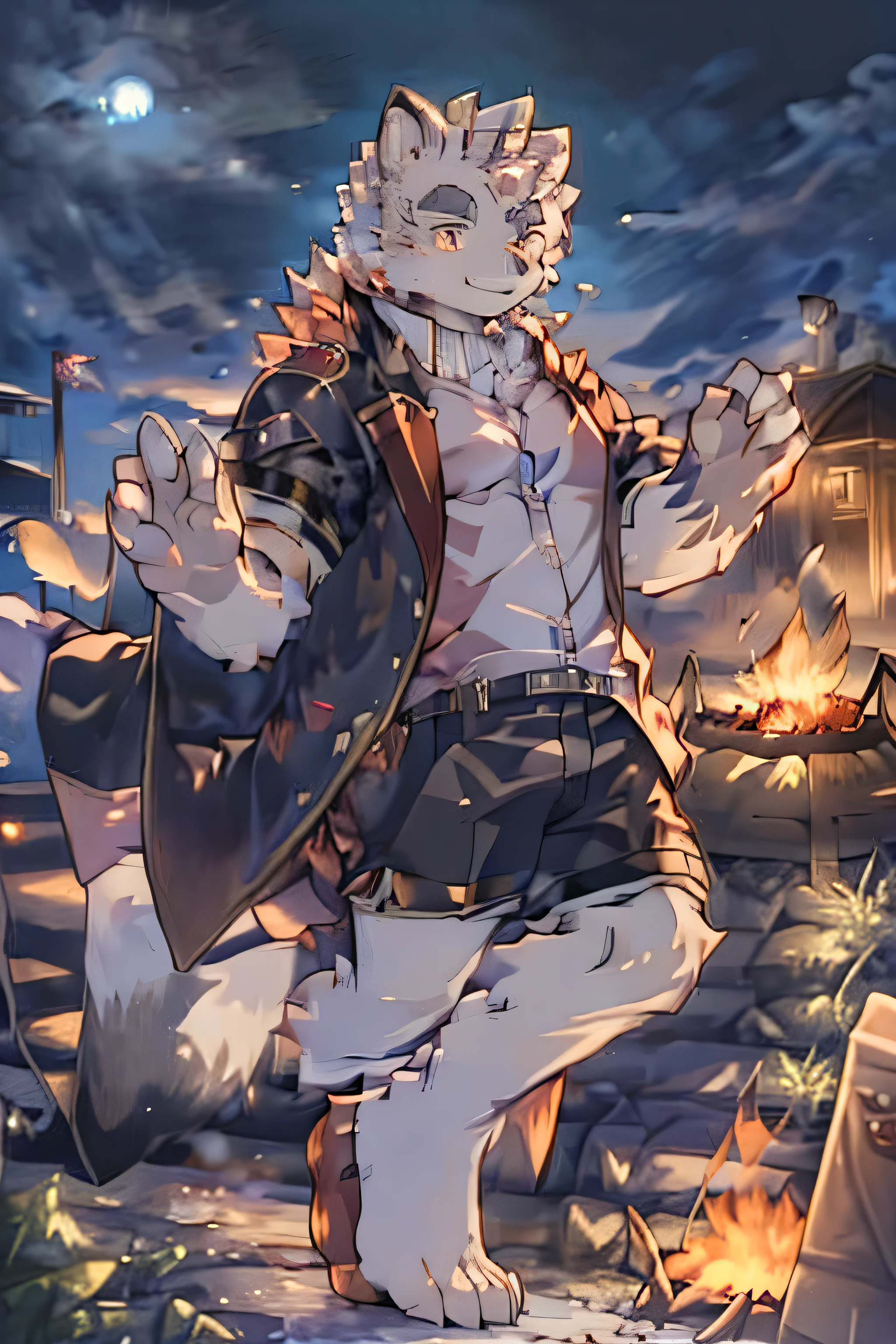 (Bright surroundings: 0.8), masterpiece, High Quality, abstract) Nothing, digital painting \ (artwork), by Dagasi, Yupa, Kiyosan, (humans, fluffy fur, Character Focus: 1.1), Wolf Man, Short Hair Hair, portrait, Vibrant Eyes, scenary, Character Focus. (detailed background: 0.7), bara, furry, Furry male, male focus, Anthrazine, (full body fur, Furry wolf tail, Dark gray feathers., Red Eyes, Gray Hair: 1.2), (Long dog, wolf), (Erection, testicles, (Multiple bystanders) (Only one tail., Only one tail touched.) (back) (ass) (full naked) (Gray hair all over)