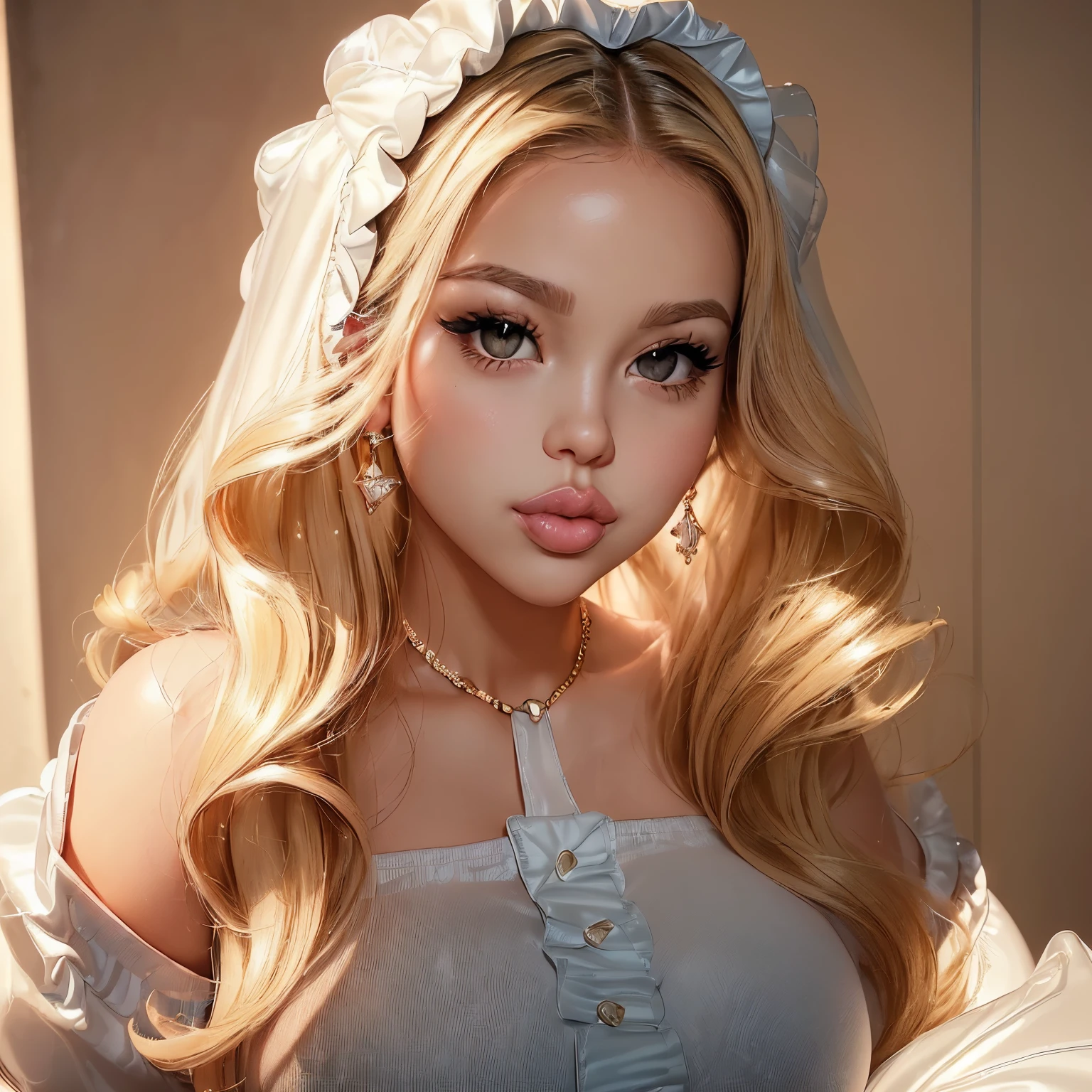 Beautiful girl, blue eyes, long curly white hair, detailed facial traits, white greek female dress, flower wreath, naked breasts, greek architectural buildings, blowjob, 15 cm male penis