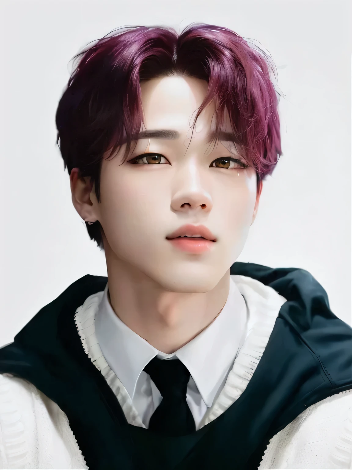 Arafed image of a man with a tie and sweater., park Jimin, Jimin, Jimin\los labios carnosos, Jung Jaehyun, accurate Jimin face, Jimin\his right eyelid is swollen, Jimin\'s grecian nose, retrato de jossi de blackpink, kpop idol portrait, Kim Doyoung, hyung tae, kim taejin, BTS jimin, Jimin BTS, pretty face, angelic lips, pretty eyes, kpop idol, pretty boy, angelic face