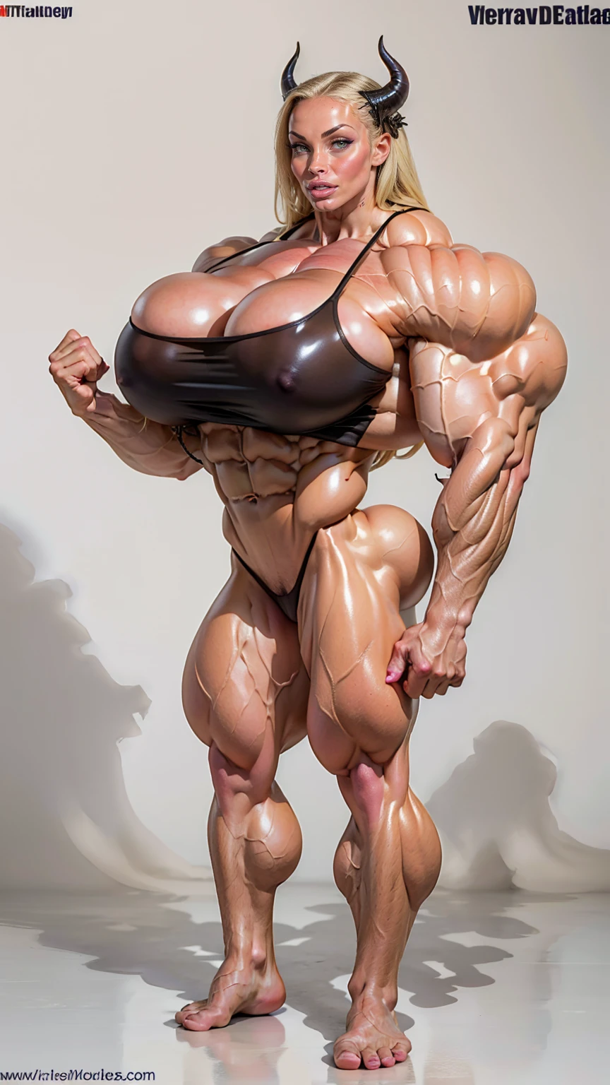 megan fox as a muscular demon girl with horns dressed in latex leotard posing for a photo, (huge veiny breasts:1.45), (huge muscular arms:1.45), (muscular physique:1.45), (perfect hands:1.25), (wide upper body:1.25), (full body pose:1.25), ultra-detailed, (empty blank background:1.25), 8k, best quality, masterpiece:1.2), (realistic, photo-realistic:1.37), (beautiful girl face:1.25)