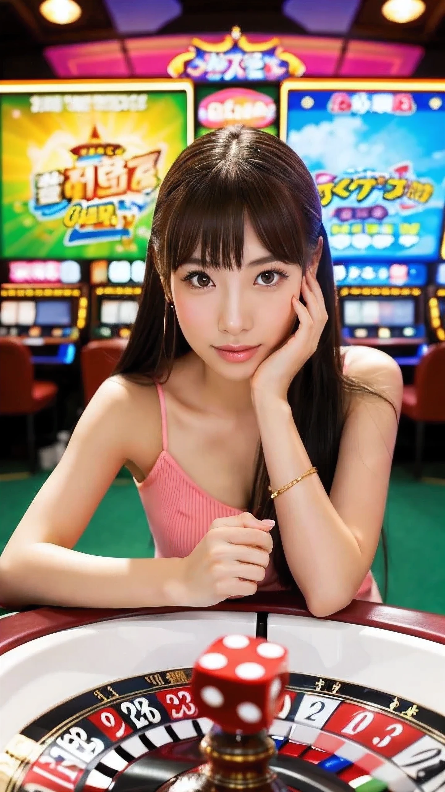 4 cute Japanese like models, posing as entice for online gambling poster