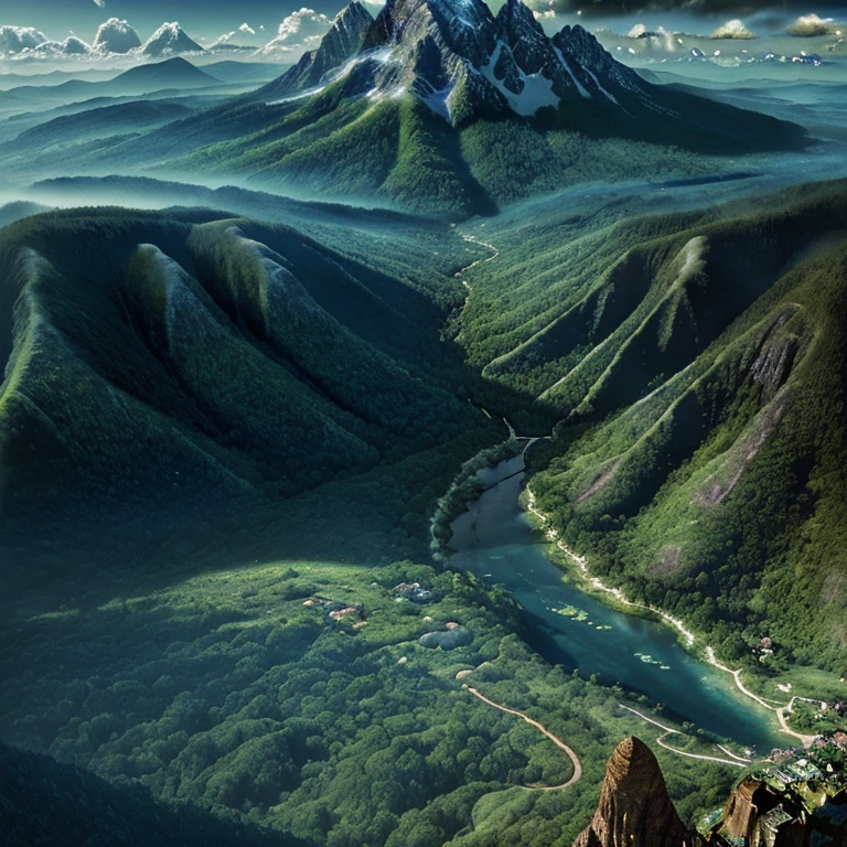 (masterpiece, best quality:1.2), (masterpiece, best quality:1.2), landscape, aerial perspective, Tropical mountains, landscape indigo accent, mythology, Movie,detailed, Realistic reality，Complex and detailed， atmosphere,Backlight,epic, Movie, Beautiful scenery, Realistic lighting, masterpiece, high quality, Beautiful graphics, High Detail, ultra detailed, Movie lighting, HDR, illustration, --v6