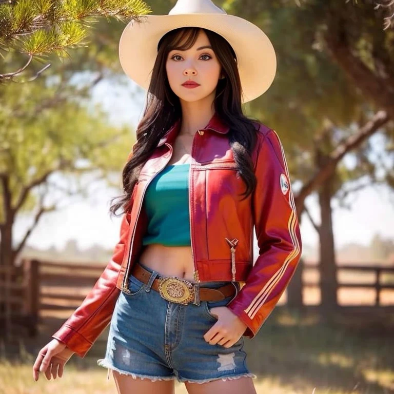 Araffe woman wearing a cowboy hat and leather jacket poses for a photo., cowgirl, Female Marty McFly, western cowgirl, Loba Andrade from apex legends, cowgirl, Bulma from Dragon Ball, professional cosplay, full-cosplay, Abigail from stardew valley, เซนน่าจาก League of Legends, with straw hat, anime cosplay, anime girl cosplay, female cowgirl