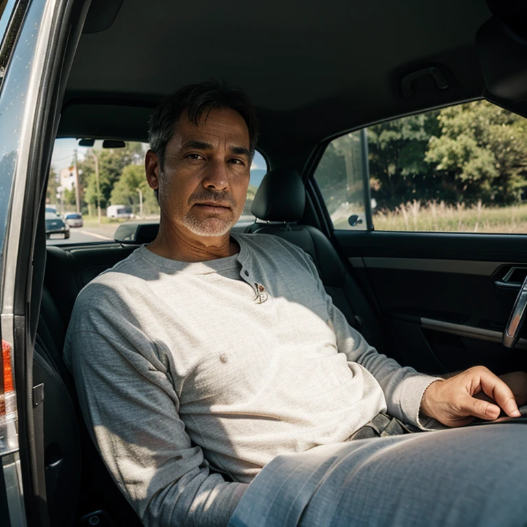 Man 45 years old in a car