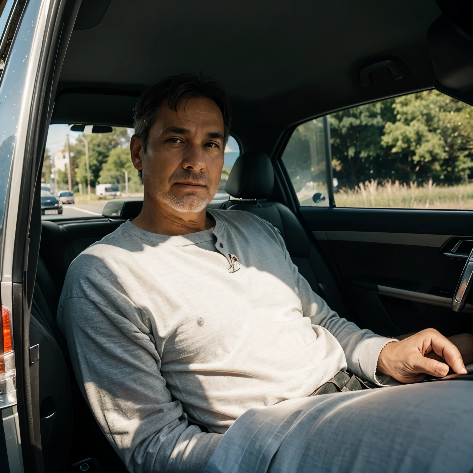 Man 45 years old in a car