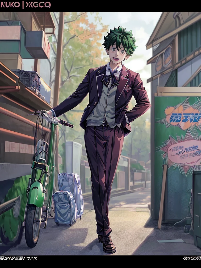 Anime - style photo of a young man in a jacket, izuku midoriya, trigger anime artstyle, high quality anime artstyle, badass anime 8 k, boku no hero academy style, anime wallaper, anime wallpaper 4k, anime wallpaper 4 k, kentaro miura art style, high quality fanart, anime art wallpaper 8 k