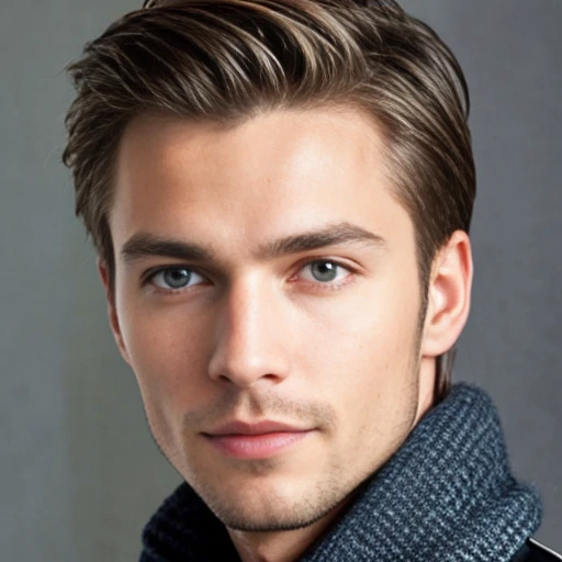 a perfect german man, focus on the character's face.