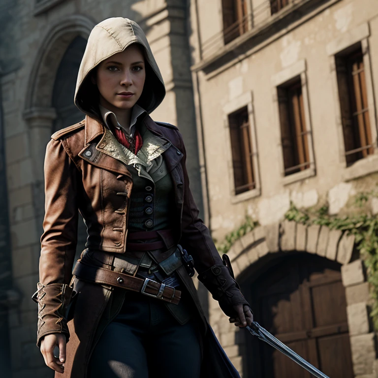 [ ACUElise],[Red Hair],Elise de la Serre from Assassin's Creed Unity,[leather],[ancient france],4k,sharp image,detailed