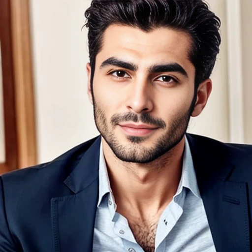 a perfect lebanese man, focus on the character's face.