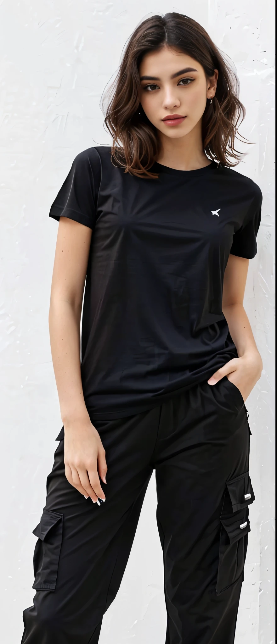 a linda woman in a camisa preta and black shorts, mulher linda e jovem, wearing a camiseta preta, vestindo camiseta preta, wearing uma camiseta preta, camiseta preta, camiseta preta, camiseta preta, wearing a camisa preta, vestindo uma camiseta, he is wearing a camiseta preta, camisa preta, uma camiseta preta. Tom alto, Manga curta