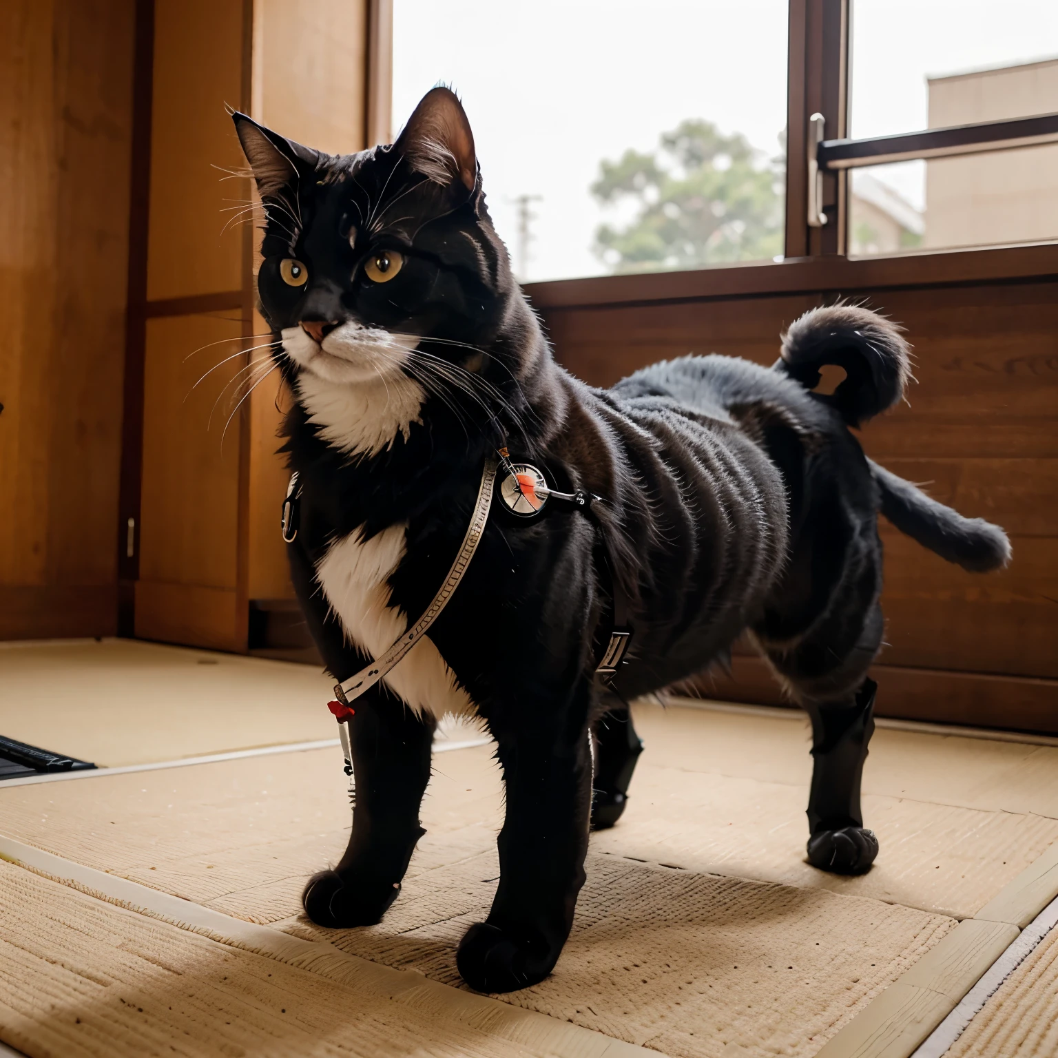 A robotic Samurai cat