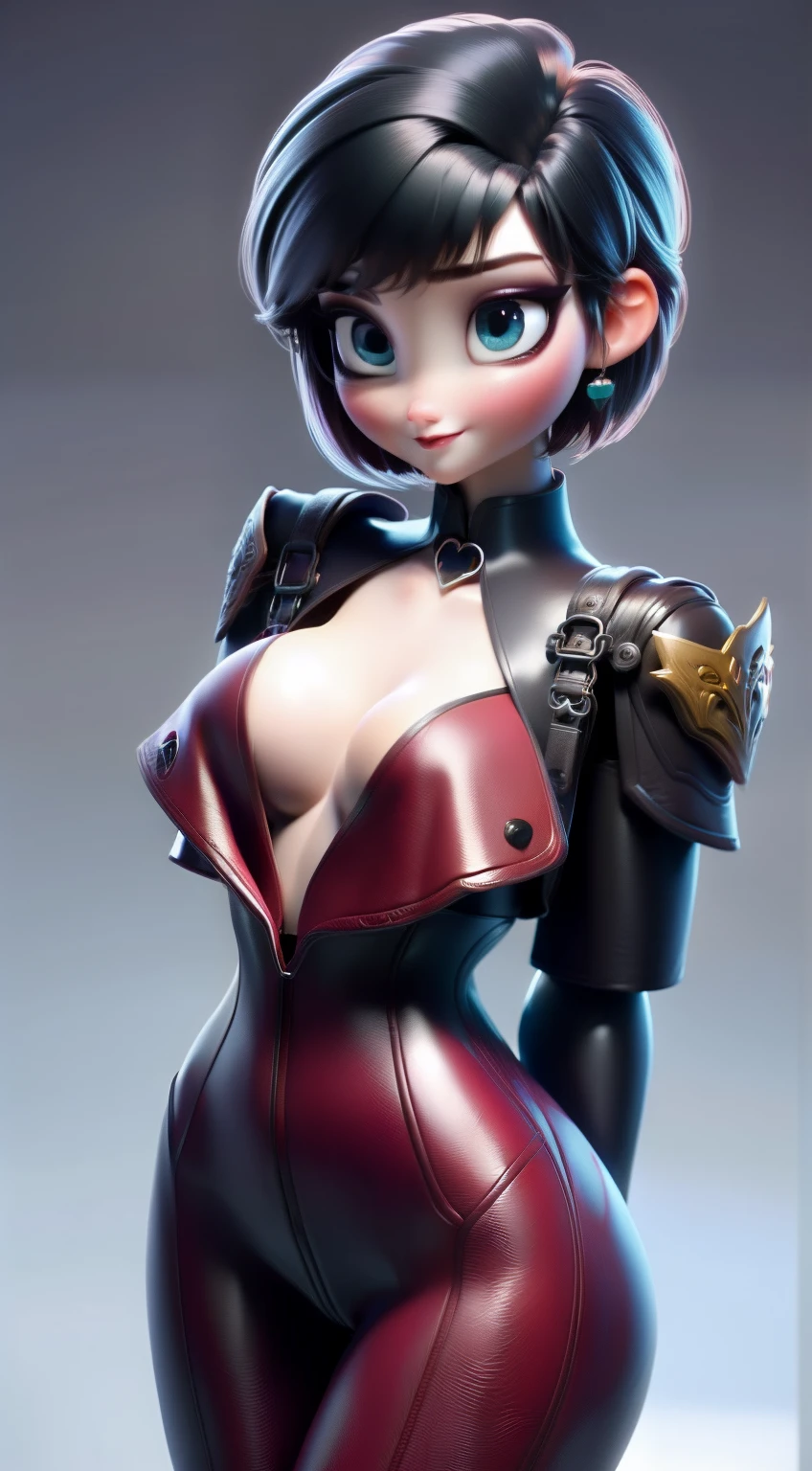 1 kawaii anime girl, nsfw, japanese girl, solo, bright aqua eyes, glasses, eyelids, blush, seductive smile, naughty expression, red lips, cute hair bangs, bob short hairstyle, bright aqua hair, heart shape earings, collar, collarbone, sexy body, slim waist, navel, natural medium breast, cleavage, navel, flat chest, cleavage, detailed erotic dress, pink color knight armor, gold and black color ornament on the dress, erotic pose, looking at viewer, flat green background, upper body