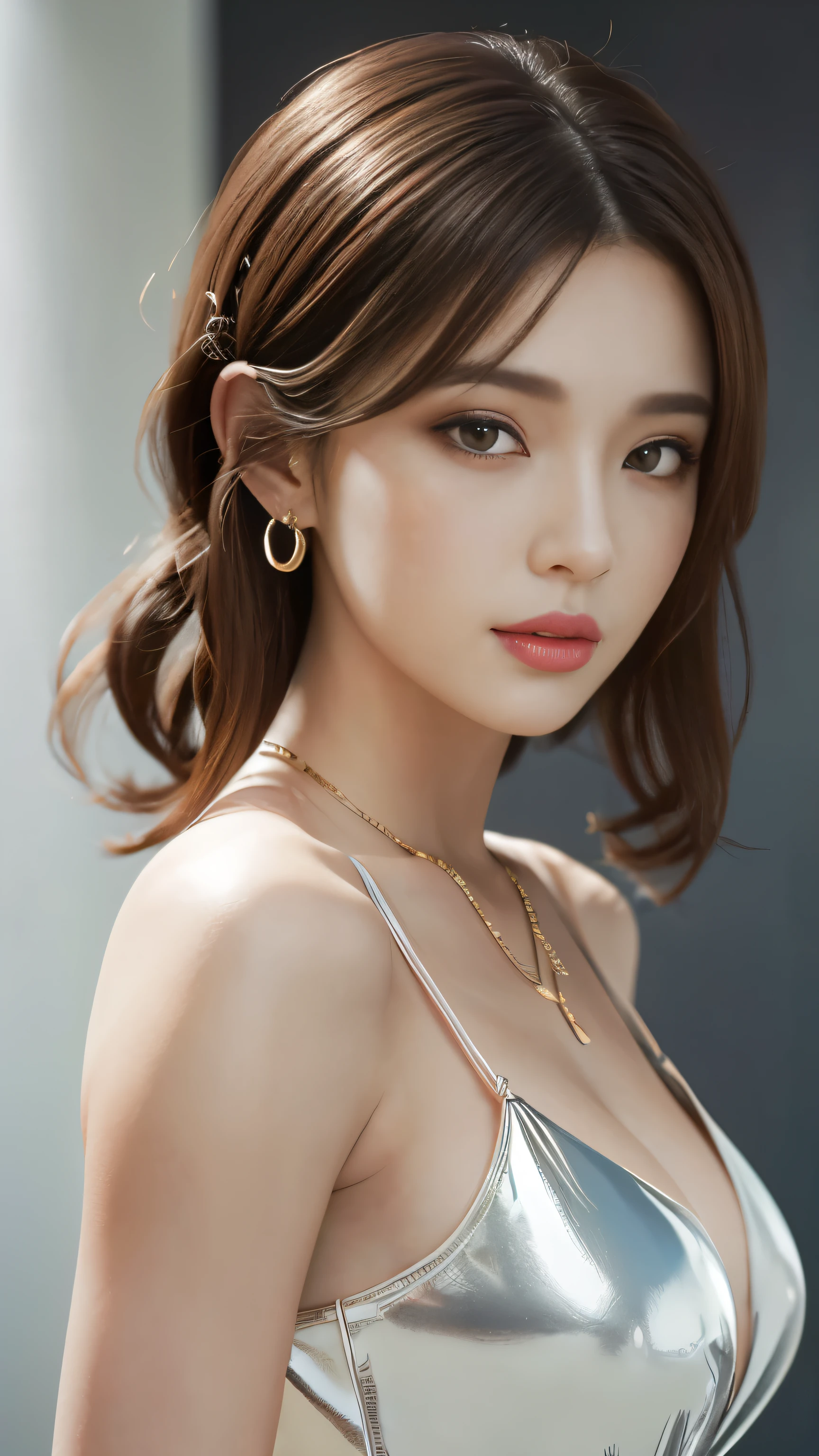 Generated in SFW, (1dame:1.37), coup au dessus du genou, (on the side:1.21), femmes japonaises, mannequin de , corps maigre, (Very small head), (très petit visage), (anatomie parfaite:1.37), proportions corporelles anatomiquement correctes, nombre d&#39;or, (la plus haute qualité:1.4), 32k resolution, (Realistic:1.5), (ultra-realistic:1.5), UHD haute résolution, (chef-d&#39;artwork:1.2)), (Quality improvement:1.4), (très beaux détails du visage), (Texture de peau réaliste de la plus haute qualité:1.4), Fitted uniforms, ((Robe brillante:1.37)), grosses boucles d&#39;oreilles, collier, (Show me your side boobs:1.1), ((No background:1.15)), Precise fingers, Very detailed, symmetrical eyes, Cils fins, Aiguisez vos sourcils, ((Des portraits Very detaileds)), Improvement of the upper bust, joues rouges, ultra-realistic eyes, Perfect lips, Des yeux parfaits, iris parfait, Maquillage naturel, [pink lipstick], ((Un grand œil pour la qualité:1.2)), (fatigue, endormi et satisfait:0.0), (Beautiful lips:1.33), (Super nez:1.2), (poitrine plate), tight waist, (bas du corps mince), cheveux bruns, (french twist hair:1.37), ((photorealistic)), ((sharpness)), (la plus haute résolution), ((La qualité la plus ridicule)), ((chef-d&#39;artwork)), Professional cinema lighting,