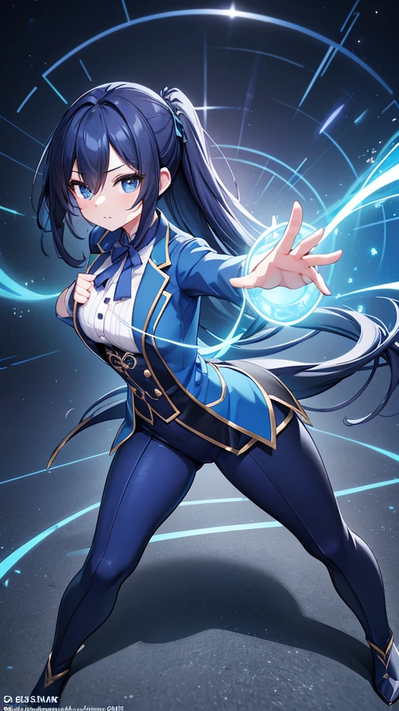 arafed woman in a blue suit and pants 3 d render character art 8 k, trending on cgstation, chengwei pan on artstation, inspired by Lan Ying, 8k artgerm bokeh, 8k high quality detailed art, deviantart artstation cgscosiety, cgsociety 8k, cgsociety 8k, kung fu stance