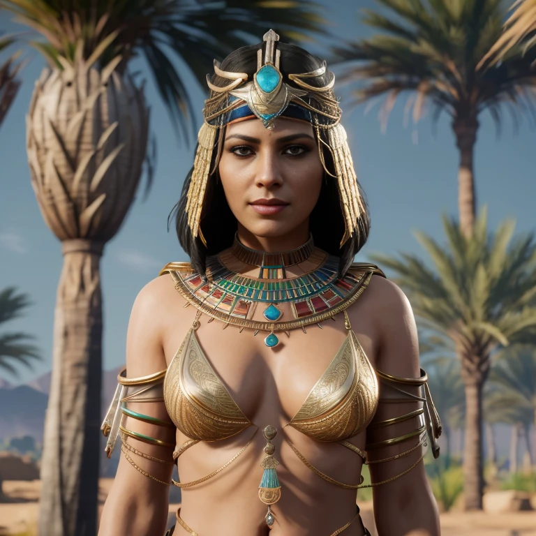 [ ACOCleopatra],[Black Hair],Cleopatra from Assassin's Creed Origins,[Jewelry],[ancient Egypt],4k,sharp image,detailed