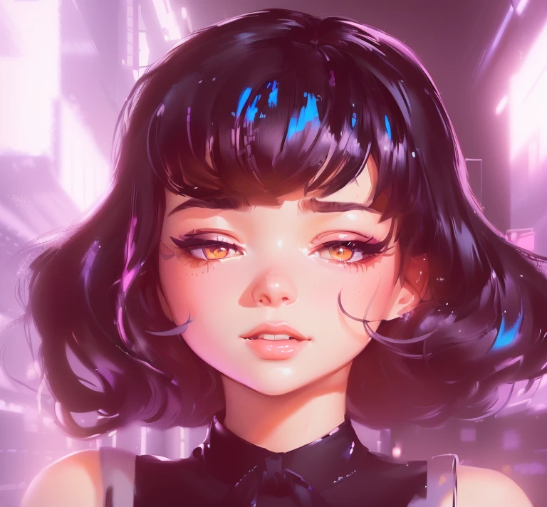 there is a woman with a tie and a black dress, retro anime girl, loish art style, loish |, detailed portrait of anime girl, lofi portrait, artstyle : ilya kuvshinov, ilya kuvshinov style, ilya kuvshinov. 4 k, inspired by loish, ilya kuvshinov face