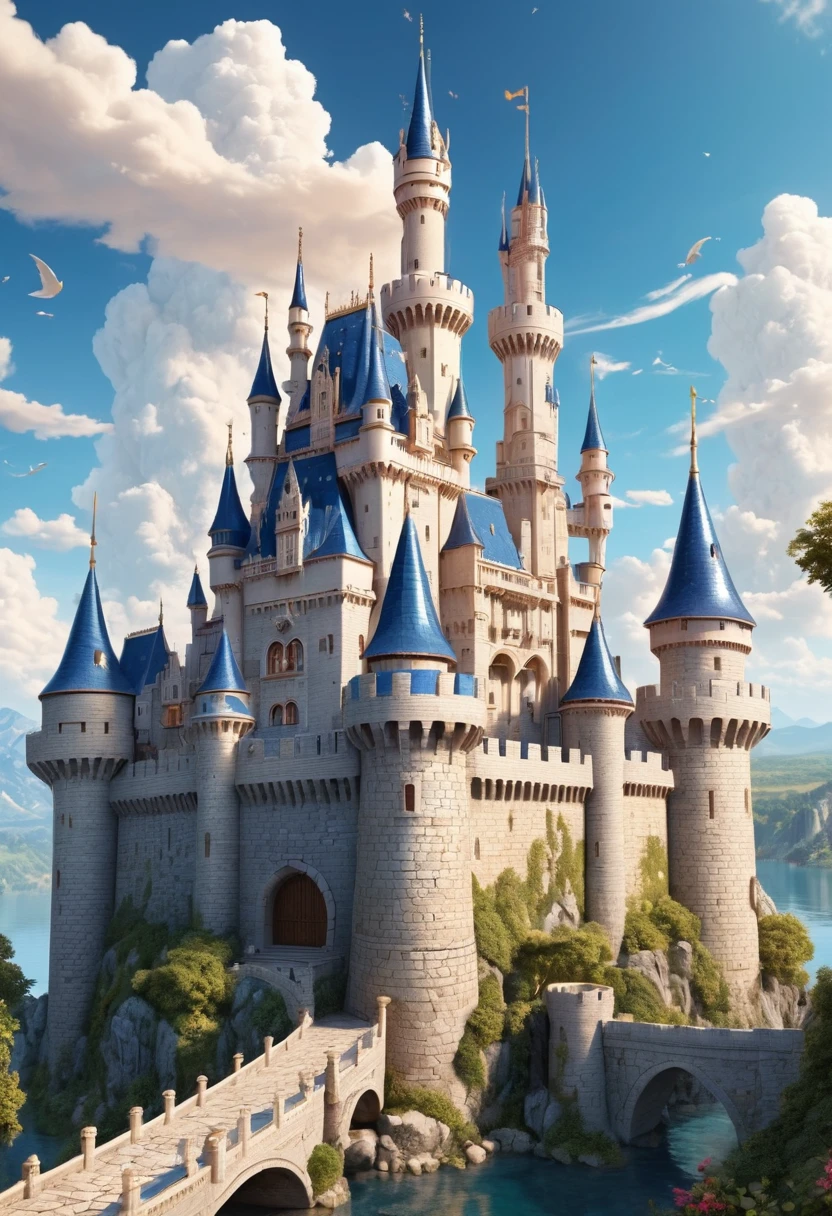 mosaic style, Castle, dreamy, (masterpiece, best quality, Professional, perfect composition, very aesthetic, absurdres, ultra-detailed, intricate details:1.3)