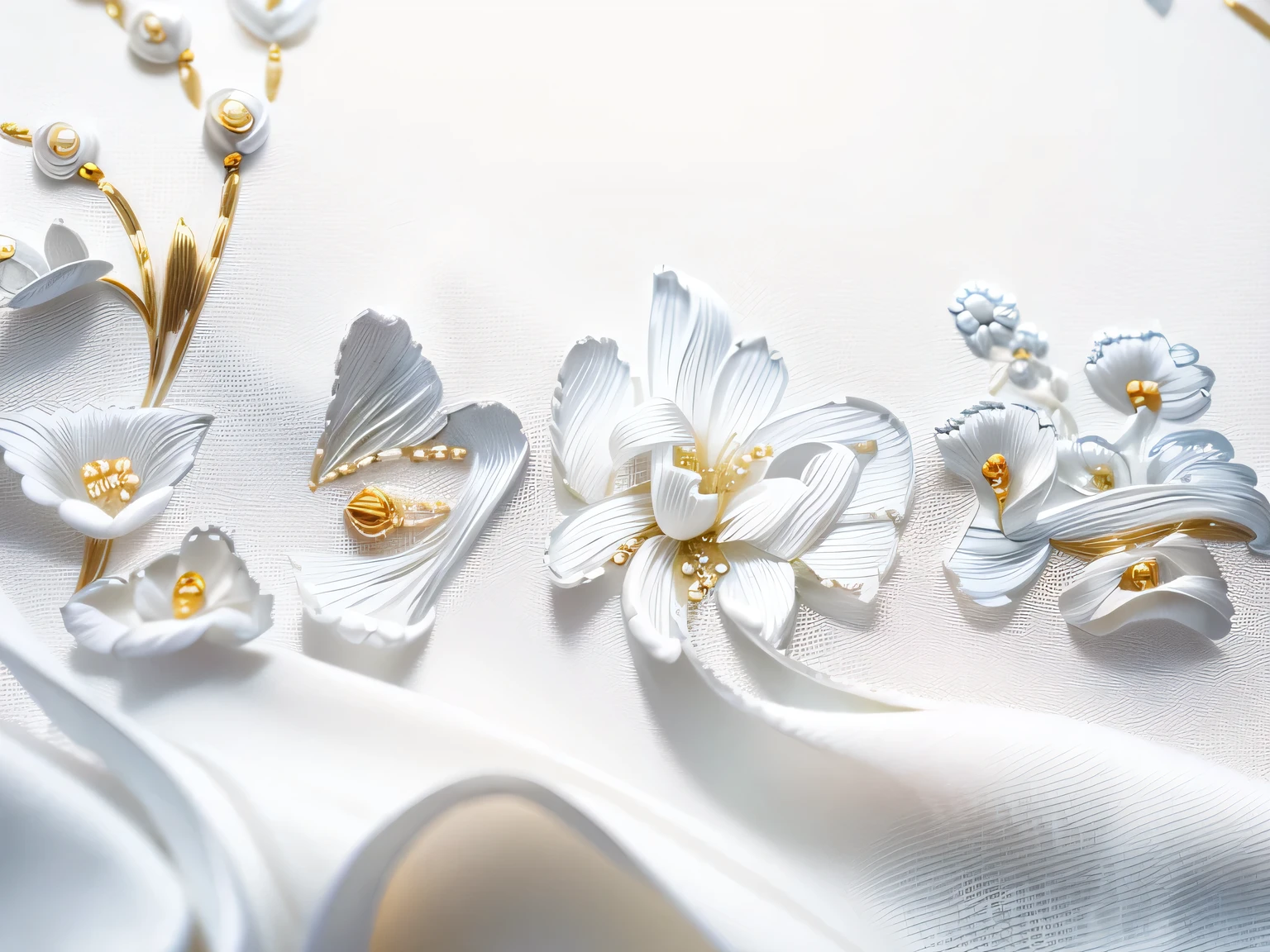 Bride ', Veil with Fine embroidery, Blanche, beautiful stitched hem, Rococo pattern, silver thread embroidery on white background, decorated with pearly beads, close-up photo of beautiful bride ', Veil on wedding day, studio lighting, photographed by professionals, masterpieces,