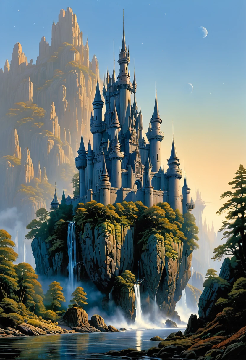 Dream Castle, by Ralph McQuarrie, best quality, masterpiece, very aesthetic, perfect composition, intricate details, ultra-detailed