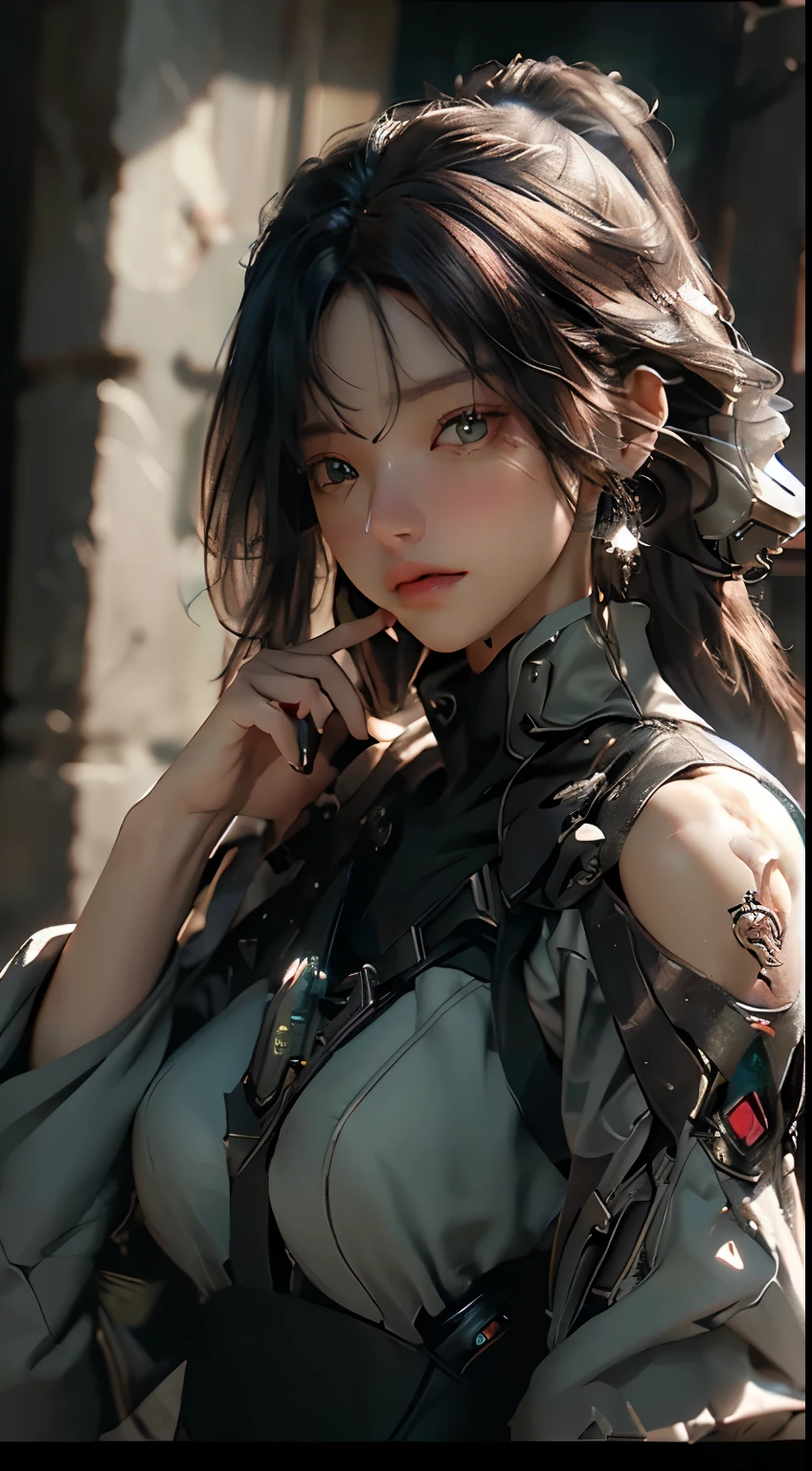 ((Best quality)), ((masterpiece)), (detailed:1.4), 3D, an image of a beautiful cyberpunk female,HDR (High Dynamic Range),Ray Tracing,NVIDIA RTX,Super-Resolution,Unreal 5,Subsurface scattering,PBR Texturing,Post-processing,Anisotropic Filtering,Depth-of-field,Maximum clarity and sharpness,Multi-layered textures,Albedo and Specular maps,Surface shading,Accurate simulation of light-material interaction,Perfect proportions,Octane Render,Two-tone lighting,Wide aperture,Low ISO,White balance,Rule of thirds,8K RAW,