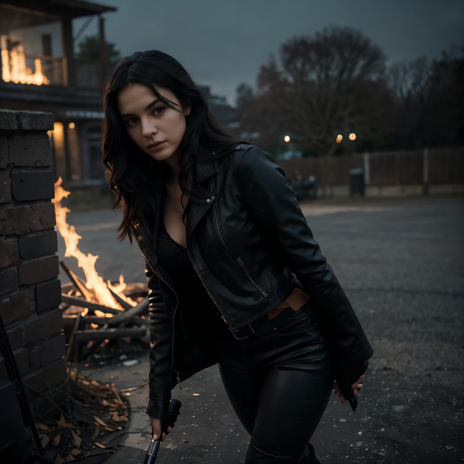 Certainly, here is a more picturesque description of Emily:

Emily is a graceful figure in a world of shadows and secrets. Her black hair, like the night wind, fall in exciting curls onto the shoulders, framing a face with sharp features, illuminated by the fire of gray eyes. This look, like fire in the dark, penetrates barriers and solves mysteries, leaving behind only riddles.

She is wearing a leather jacket, like a cloak of shadows, designed to hide it from the eyes of ordinary mortals. Under this jacket, she wears a loose blouse, bright, like the moon in the night sky, and tight trousers, emphasizing her grace and speed. leather boots, worn and reliable, walk silently, like a whisper of the night.

She always has a weapon in her hands - a tool, with which she fights evil. These tools are hidden, but always ready to be used in the fight against darkness. Emily&#39;s look, filled with determination and confidence, like a star, shining in the darkness, shows, that she&#39;s not just a hunter, but also a warrior of light.
