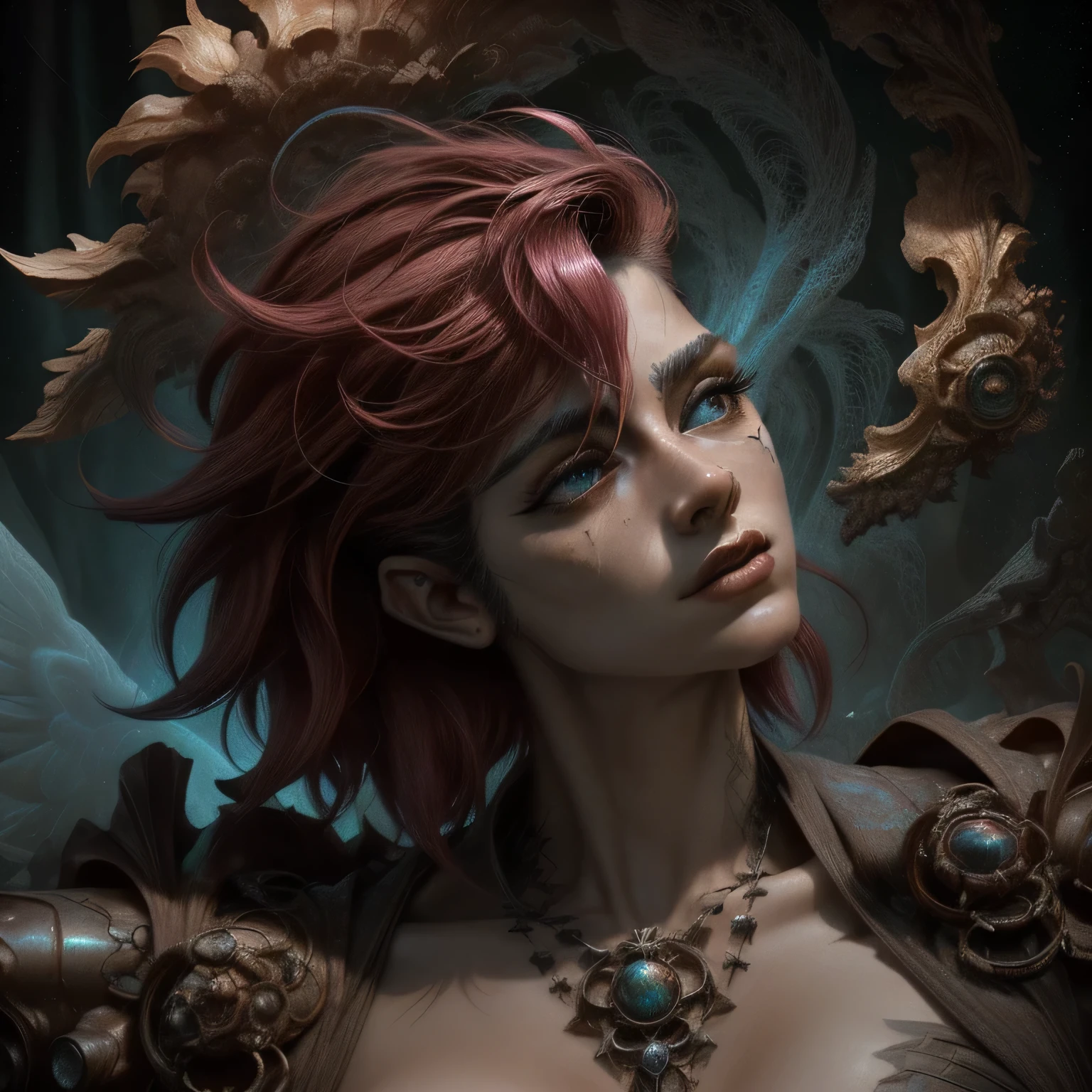 (hombre) man pelo corto. pelo corto. vi, vi, league of legends, pelo rosado. textura,"texture a death mask from top to bottom in closeup" Fantasy Art,"Ethereal fantasy concept art by . magnificent, celestial, ethereal, pintura, epopeyas, majestoso, magical, Fantasy Art, arte de la cubierta, dreamer" horror movie, monstruo, scientific fiction, Oscuro, Misterioso, Obsesionante, dramatic, florido, circunstanciado",
