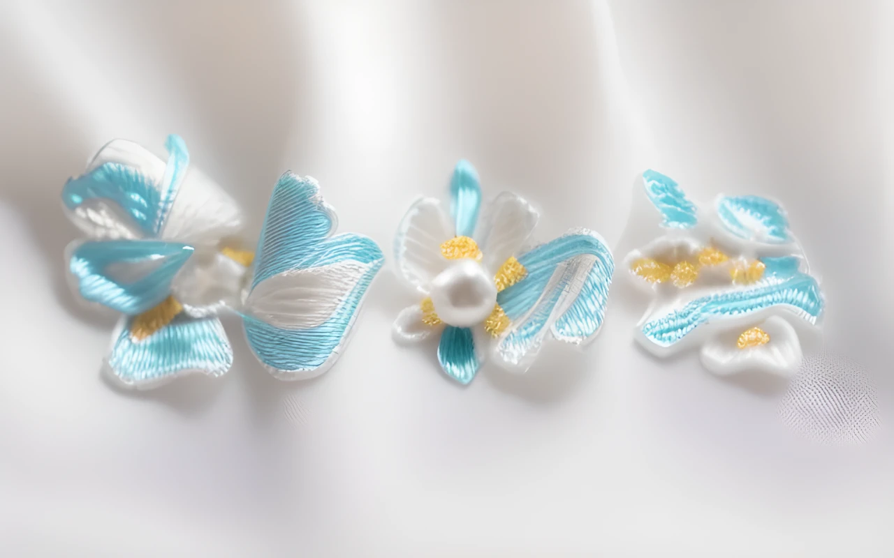 Bride ', Veil with Fine embroidery, Blanche, beautiful stitched hem, Rococo pattern, silver thread embroidery on white background, decorated with pearly beads, close-up photo of beautiful bride ', Veil on wedding day, studio lighting, photographed by professionals, masterpieces,