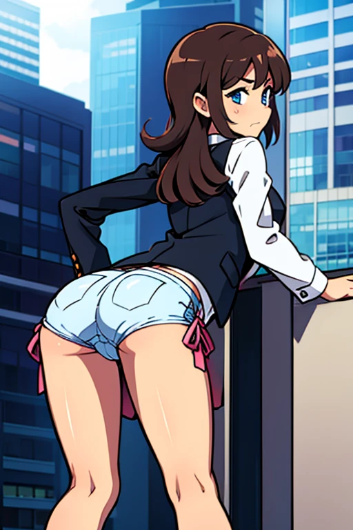 business girl bending over in underwear