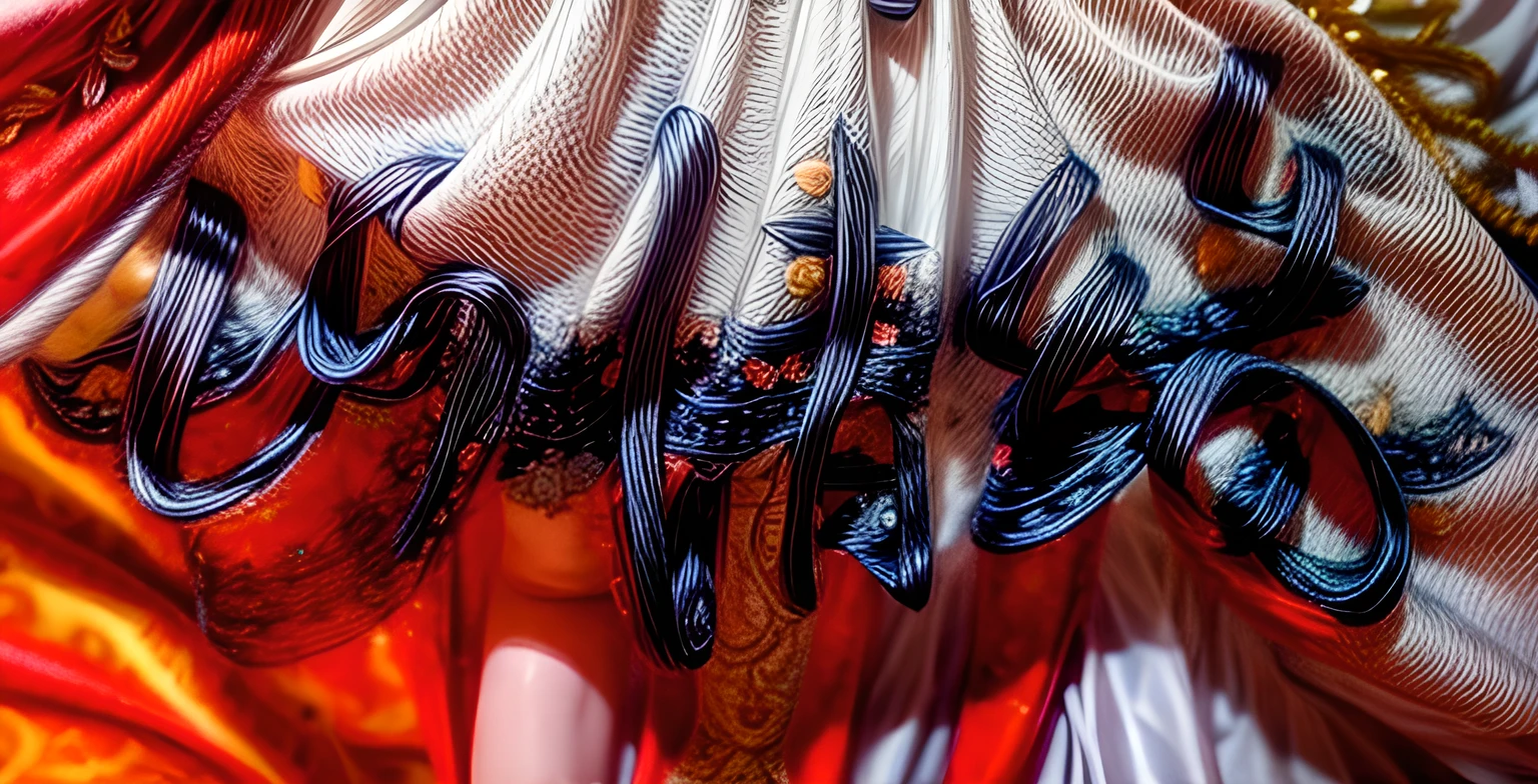 A close up of a woman in a red and gold dress - SeaArt AI
