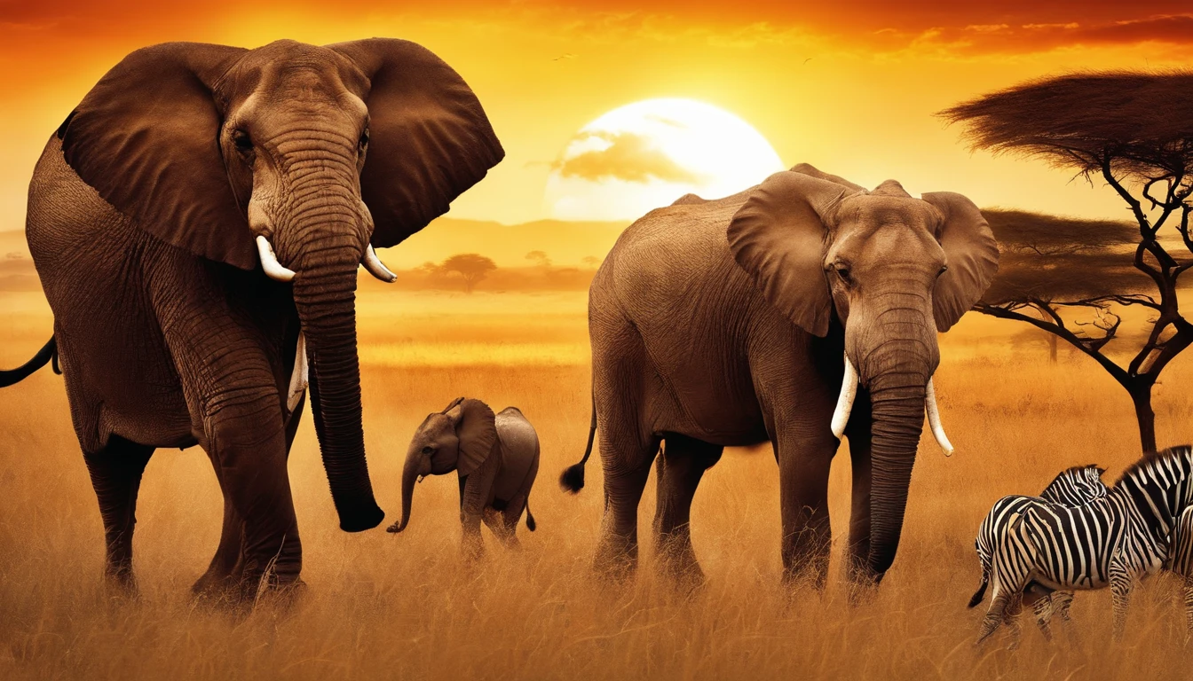 There are many animals like lions, elephants, zebra and giraffes standing in the grass, safari background, africa grassland, african plains, africa grassland, savana background, on the african plains, landscape of africa, background artwork, afro, Safari Park, amazing wallpapers, savana, amazing background, 4 k hd wallpaper illustration, highly detailed scenario, wildlife illustration, arte de fundo, realistic scene