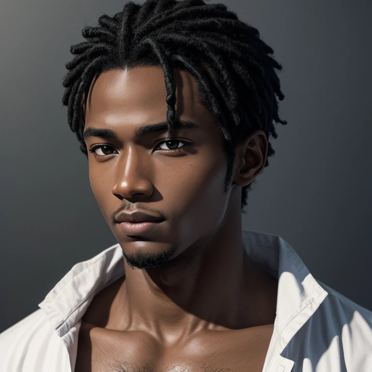 Handsome black skin manga boy and detailed face