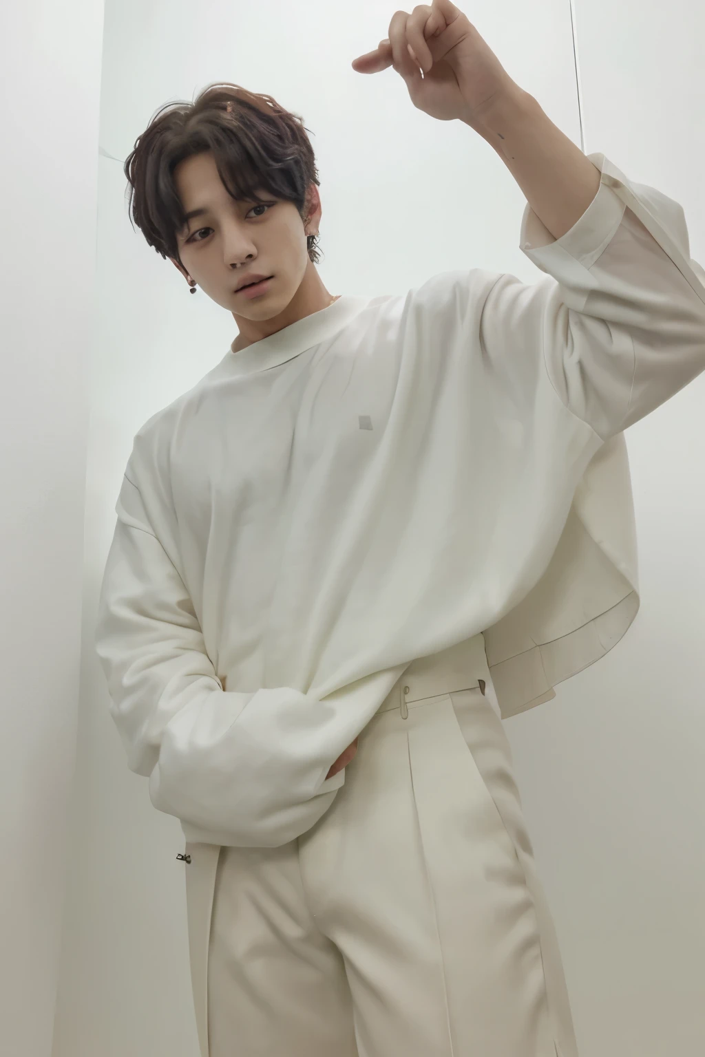 Jungkook BTS con cabello largo blanco
