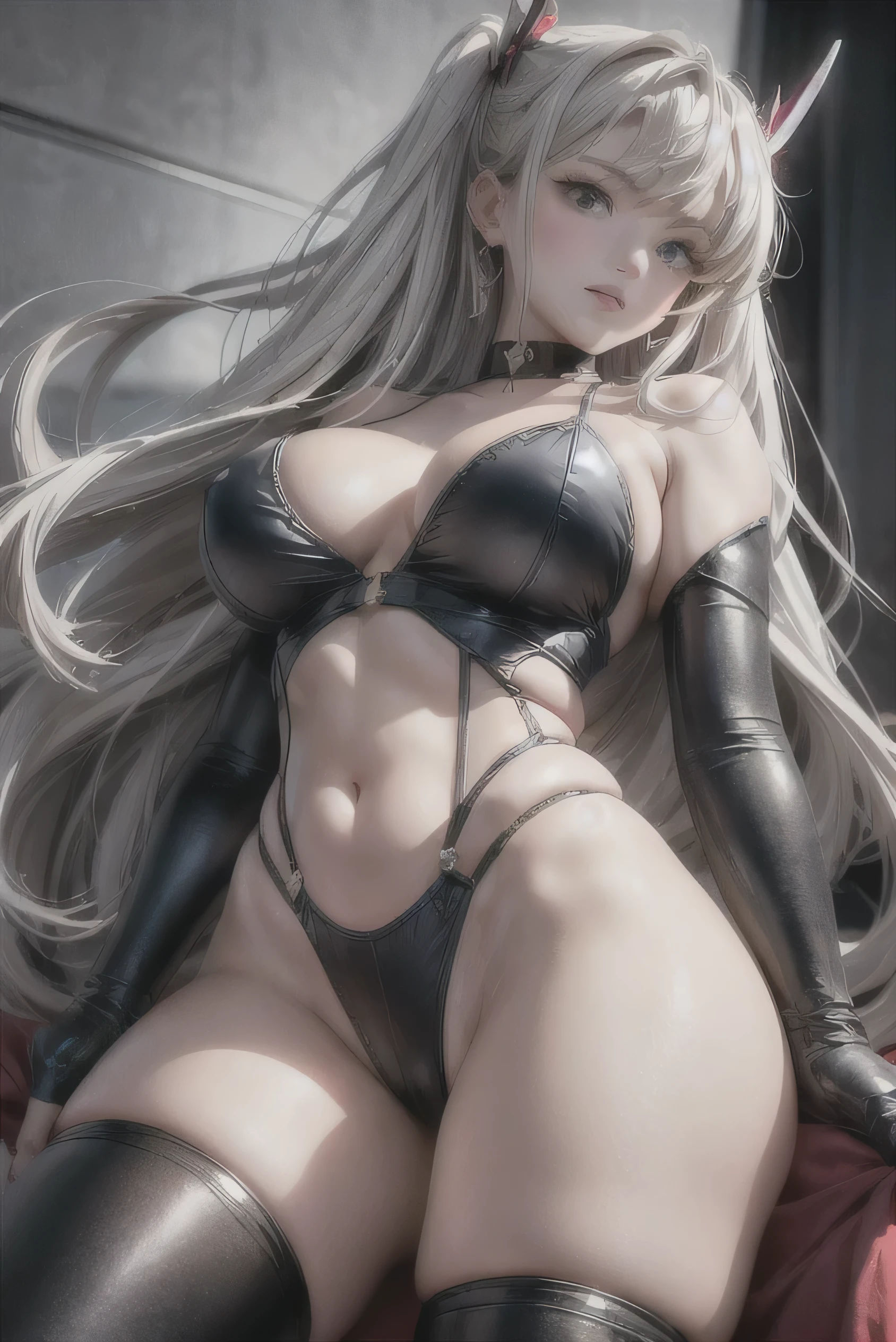 (Photorealistic:1.8, highest quality:1.8,8K masterpiece:1.8,High resolution,Mastepiece:1.8,RAW Photos,Cinematic lighting),No split screen、Highway at night、 (Fighting 1 Android Girl)、choker、High-cut fishnet bodysuit、Venetian Mask、Wide open chest、Pop-style body painting on the whole body、Knee-high boots、Pop design decoration、(Soryu Asuka Langley)、
Beautiful ass、Beautiful thighs、Beautiful breasts、Nipples visible through clothing、Plump nipples、cameltoe、correct2Benzu、A rich expression、fearless smile、Appealing gaze、
(Beautiful, shining red, blue, white, black and silver hair:1.5)、Photo from below