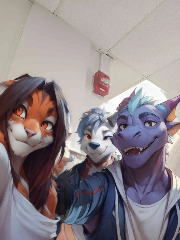 ((((close picture of just her face and part of his chest looking at viewer taking a selfie for a group pictur e,A female anthropomorphic orange and white cat with, red short hair, and orange eyes, female )))) ,anthro, , , tall, shortstack , muscular chest shirtless, muscular , angle, looking at viewer, extremely detailed, photorealistic, 3d render, high quality digital art, smug grin, detailed eyes, shirtless ,good anatomy, good perspective, towards viewer, by bebebebebe, by sicklyhypnos, by gerkk, by orf, (by by cutesexyrobutts, by darkgem, by zackary911, (by by singafurian, by daftpatriot, sassy, cute, early 20s, detailed face, handsome , face, sfw, show off, close up of face, anthro, girl , short, shortstack,, , standing, angle, looking  at viewer, background, extremely detailed, photorealistic, 3d render, high quality  digital art, smug grin, detailed eyes, , good anatomy, good perspective, towards viewer, by gerkk, by orf, (by mawmain:0.8), by cutesexyrobutts, by darkgem, by zackary911, (by tofu-froth:1.3), by singafurian, by daftpatriot,girl 