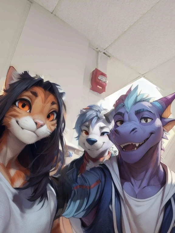 ((((close picture of just her face and part of his chest looking at viewer taking a selfie for a group pictur e,A female anthropomorphic orange and white cat with, red short hair, and orange eyes, female )))) ,anthro, , , tall, shortstack , muscular chest shirtless, muscular , angle, looking at viewer, extremely detailed, photorealistic, 3d render, high quality digital art, smug grin, detailed eyes, shirtless ,good anatomy, good perspective, towards viewer, by bebebebebe, by sicklyhypnos, by gerkk, by orf, (by by cutesexyrobutts, by darkgem, by zackary911, (by by singafurian, by daftpatriot, sassy, cute, early 20s, detailed face, handsome , face, sfw, show off, close up of face, anthro, girl , short, shortstack,, , standing, angle, looking at viewer, background, extremely detailed, photorealistic, 3d render, high quality digital art, smug grin, detailed eyes, , good anatomy, good perspective, towards viewer, by gerkk, by orf, (by mawmain:0.8), by cutesexyrobutts, by darkgem, by zackary911, (by tofu-froth:1.3), by singafurian, by daftpatriot,girl