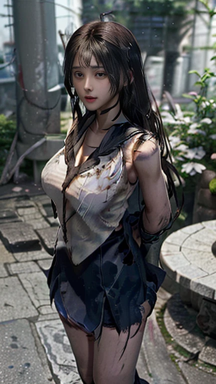 highest quality,masterpiece,Ultra-high resolution, Very detailed, 8k,(Beautiful woman),(一人のBeautiful woman),((Put your arms behind your back)),(((Pillar))),(execution),((incontinence)),Scared,torture,slave,((Woman bound in chains:1.5)),Crucifixion,((sailor macuri:1.4)),Sailor Warrior Uniforms,White gloves,Blue Skirt,Blue Boots,Large Breasts、((Torn costume:1.5)),((Tearing of clothes:1.5)),(Tattered clothes:1.5),((Bruises on the body)),Body scars,Facial and body injuries,(Torn clothes, Revealing clothing, Blood:1.3),Traces of being beaten,Defeated heroine,A ruined world,Remains,ruins,Browsing Caution