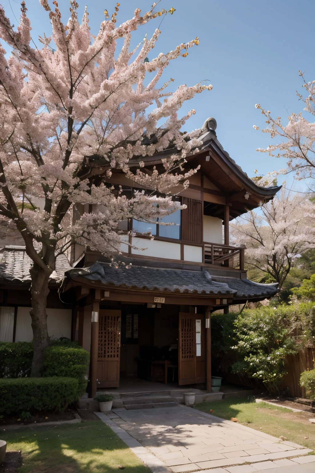 oriental , paisagem de sakura templo, arte , full hd