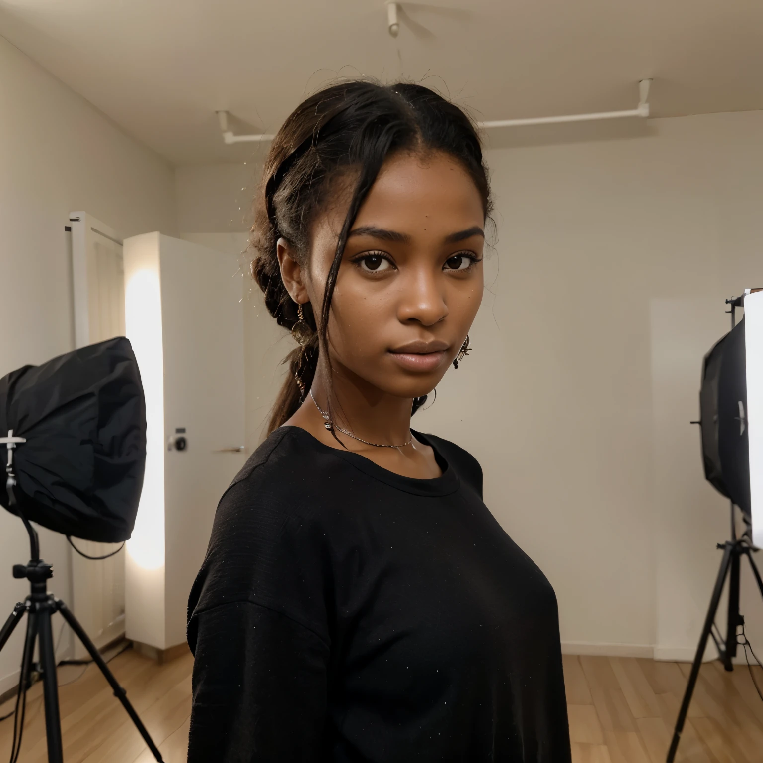 Je recherche des photos de jeunes femmes de teint noir africain pour des portraits de passeport. Make sure the images are well lit, with a plain, neutral background. Models should have a neutral expression, regarder directement vers l'objectif et être correctement cadrées, in accordance with passport photo standards.