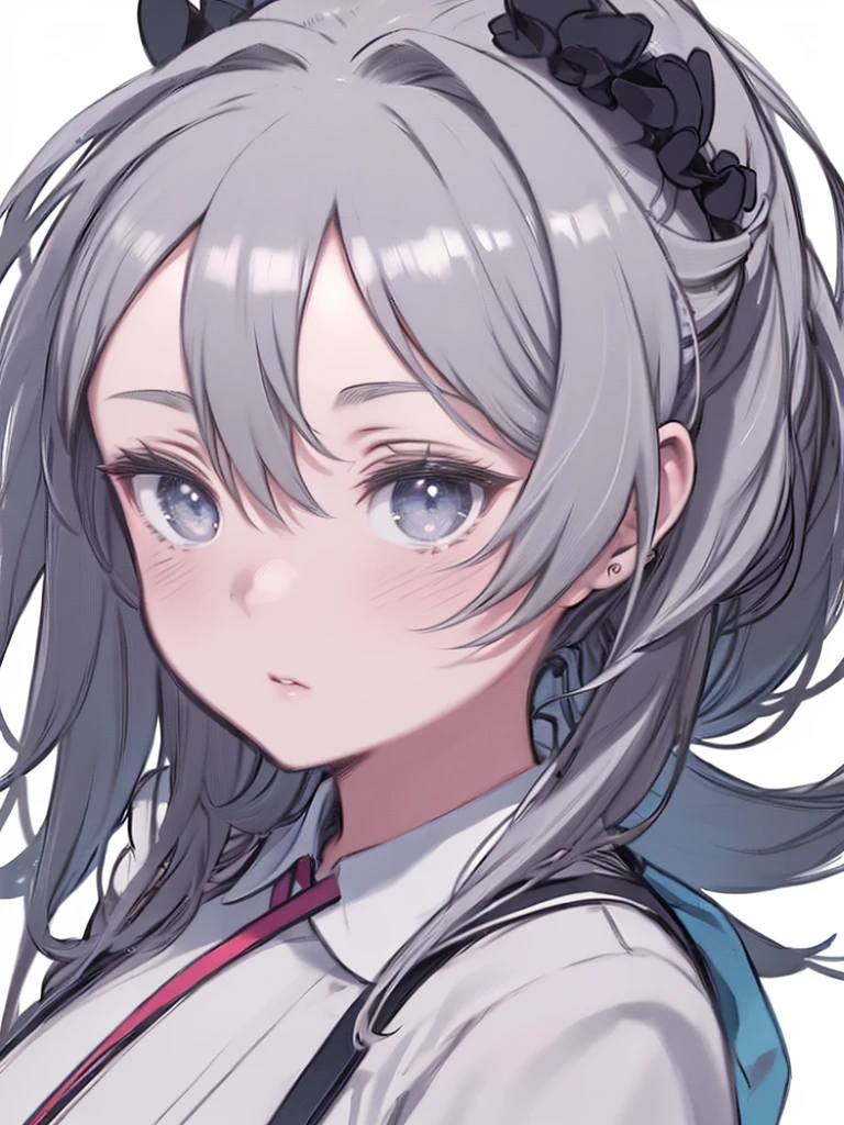 Close-up of a cartoon girl with a ponytail and a white shirt、(masterpiece, Better Quality: 1.2), One girl, Adolescent microdislocations, Coral grey action hair updo, Back Spring Shirt, next to, Character Concept Art, Portraiture, Very consistent, 4K, be familiar with, Trending on Artstation, hard disk, Realist, Bokeh, Digitalイラスト:Lost Draw, be familiar with, 4K, Amazing details, Digital