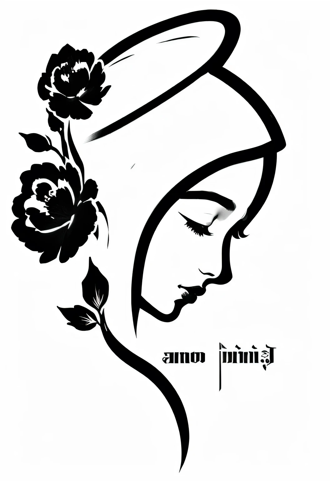 a black and white image of a woman with a flower in her hair, by Ramon Silva, by Antônio Parreiras, inspired by Almeida Júnior, inspired by Antônio Parreiras, inspired by János Valentiny, by João Artur da Silva, by Ángel Botello